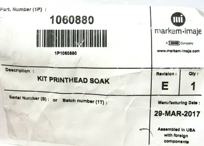 NEW MARKEM IMAJE 1060880 PRINTHEAD SOAK KIT