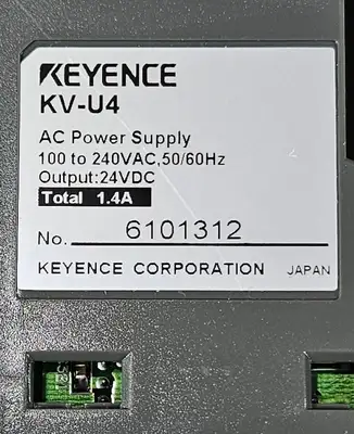 KEYENCE KV-U4 AC POWER SUPPLY 100 TO 240VAC 50/60HZ OUTPUT 24 VDC Loc 4B-21