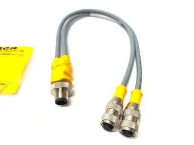 USED TURCK SPLITTER CABLE 2-BRANCH, M M12 TO 2X F M12