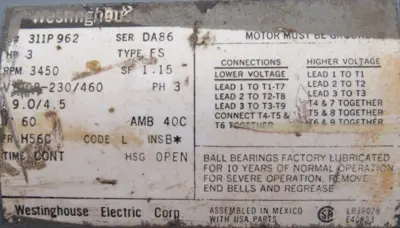 USED BELL & GOSSETT 710-82350-00 PUMP 3HP 208-230/460V 311P962 DP0069