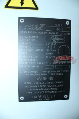 Used HAAS TM-1 Vertical Machining Centers Michigan US | Vander Ziel Machinery Sales #1513394