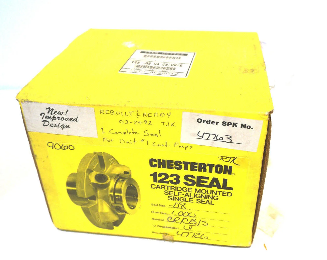 NEW CHESTERTON 047726 123 SEAL CARTRIDGE MOUNTED SEAL 123-08 SA CR/CB/S