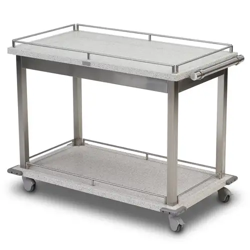 Forbes Industries Room Service Cart w/ (2) Shelves - 42"L x 23"W x 32"H, Stone/Stainless Steel (5515)