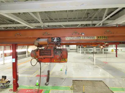 Cleveland Tramrail P&H 1 Ton Single Girder Underhung Bridge Crane 45' 10" Span