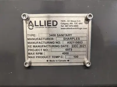USED 2021 ALLIED / SHARPLES 3400 SANITARY