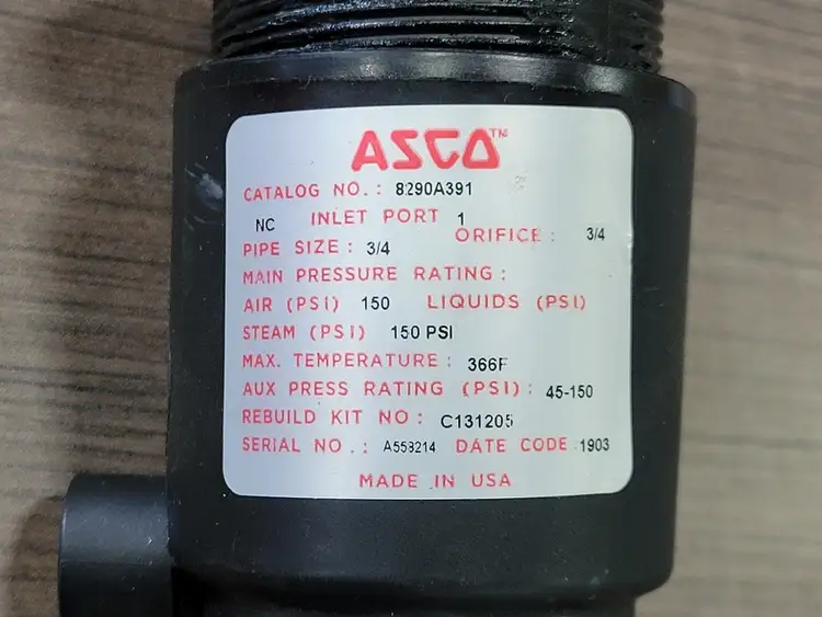 Used ASCO 8290A391 Valves/Fittings British Columbia CA | Lenmark #257697