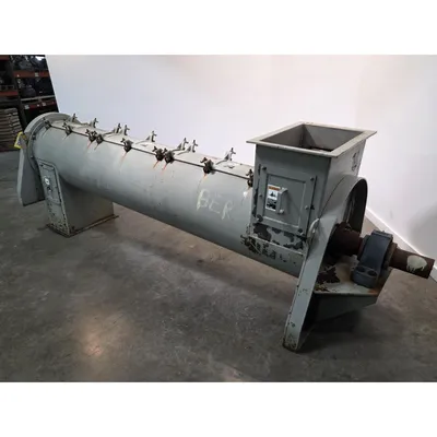 Used 24" Dia. X 10'L Mild Steel Continuous Process Paddle Mixer Pug Mill
