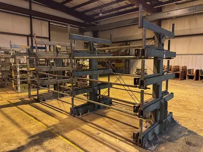 STEEL STORAGE SYSTEM 4T-3G-30X12R-20' RETRACTABLE ARM STOCK RACK. STOCK # 1109725