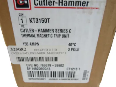 NEW CUTLER HAMMER KT3150T MAGNETIC TRIP UNIT 150AMP 3 POLE