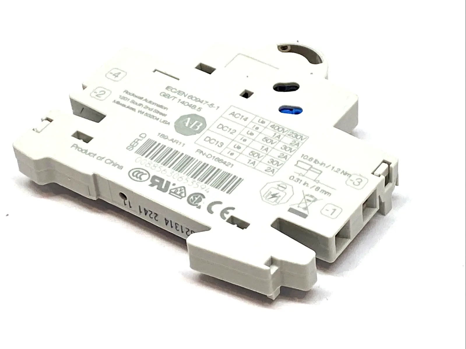 USED ALLEN BRADLEY AUXILIARY CONTACT, RIGHT‑MOUNT MCB ACCESSORY