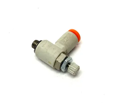 USED SMC ONE-TOUCH FLOW CONTROL FITTING 1/8" OD TUBE M3 X 0.5 THREAD