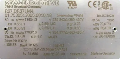NEW SEW EURODRIVE R67DRS71M4 GEARMOTOR 83732