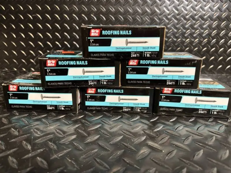 Grip Rite Roofing Nails 1 in Electrogalvanized Smooth Shank - 244 pcs/box (Lot of 6)