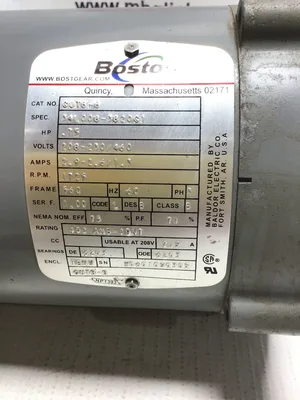 Boston Gear GUTB-B Motor Brake .75HP 60Hz 1725RPM 3PH 208-230/460V  56C Frame