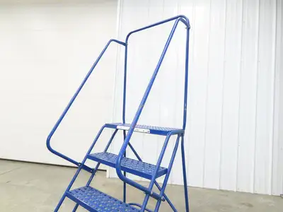 Ballymore Rolling Ladder 4 Step 10" Work Platform 38" Top Step 300lbs 24" W