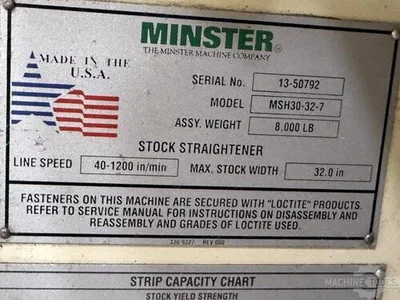 USED 2007 MINSTER MRH20-38S / MSH30-32-7