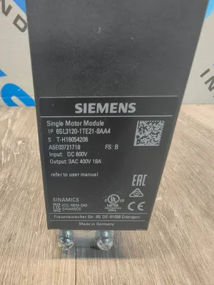 Used SIEMENS 6SL3120-1TE21-8AA4 AC Drive Control Module South Carolina US | ESS Industrial Equipment Sales #1300124