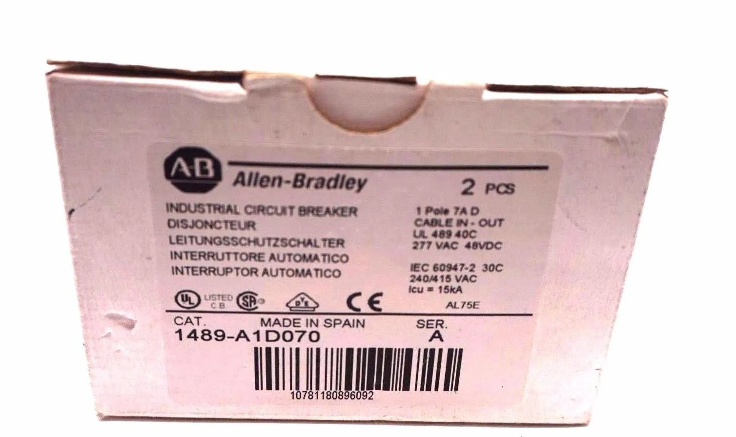2 NEW ALLEN BRADLEY 1489-A1D070 CIRCUIT BREAKER SER.A 1489A1D070