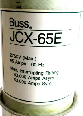 NEW BUSSMANN JCX-65E FUSE 2750V 65AMPS 60HZ JCX65E