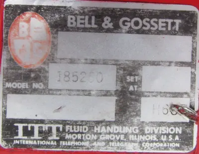REFURBISHED BELL & GOSSETT 172543 PUMP 3/4HP 185260