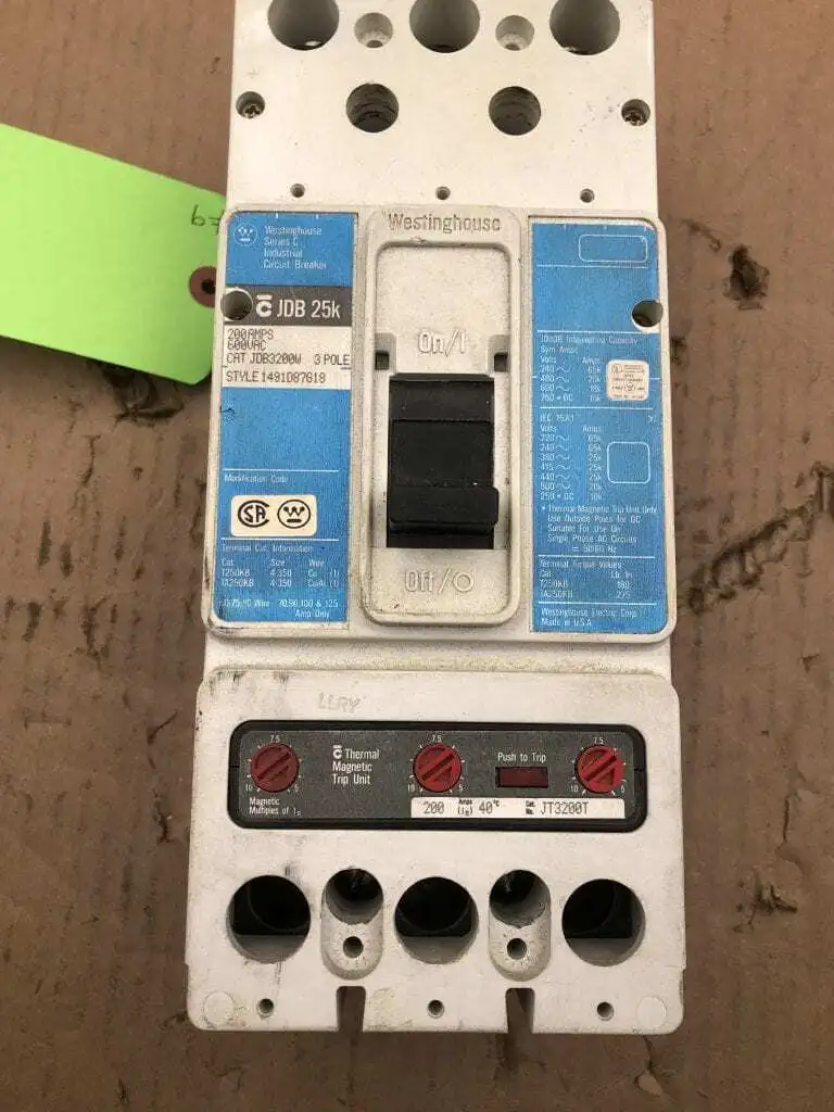 Westinghouse JDB3200W 200 Amp Circuit Breaker 3 Pole Molded Case 600V