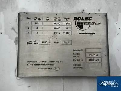 M Roth GmbH & Co 31,372 Gal M Roth GmbH Storage Tank, 304 S/S