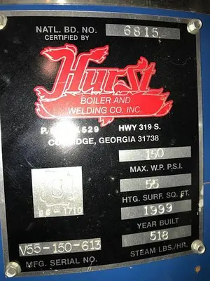 Hurst High Pressure Boiler 15 HP like new!