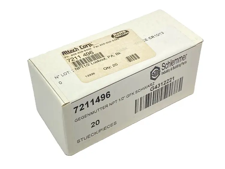 New | in-Stock Altech Corp Polyamide Lock Nut 1/2" NPT PKG OF 20 Nuts & Screws Michigan US | Maverick Industrial Sales #1390841