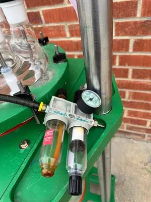 Used CHEMGLASS 50 LITER JACKETED GLASS REACTOR W/ CHEMGLASS AIR DRIVEN STIRRER MOTOR Reactors California US | Equipment Lab #1281329