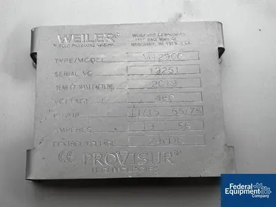 USED Weiler & Co, Inc. 220 Cu Ft Weiler Provisur Dual Shaft Paddle Mixer, Model M12900, S/S