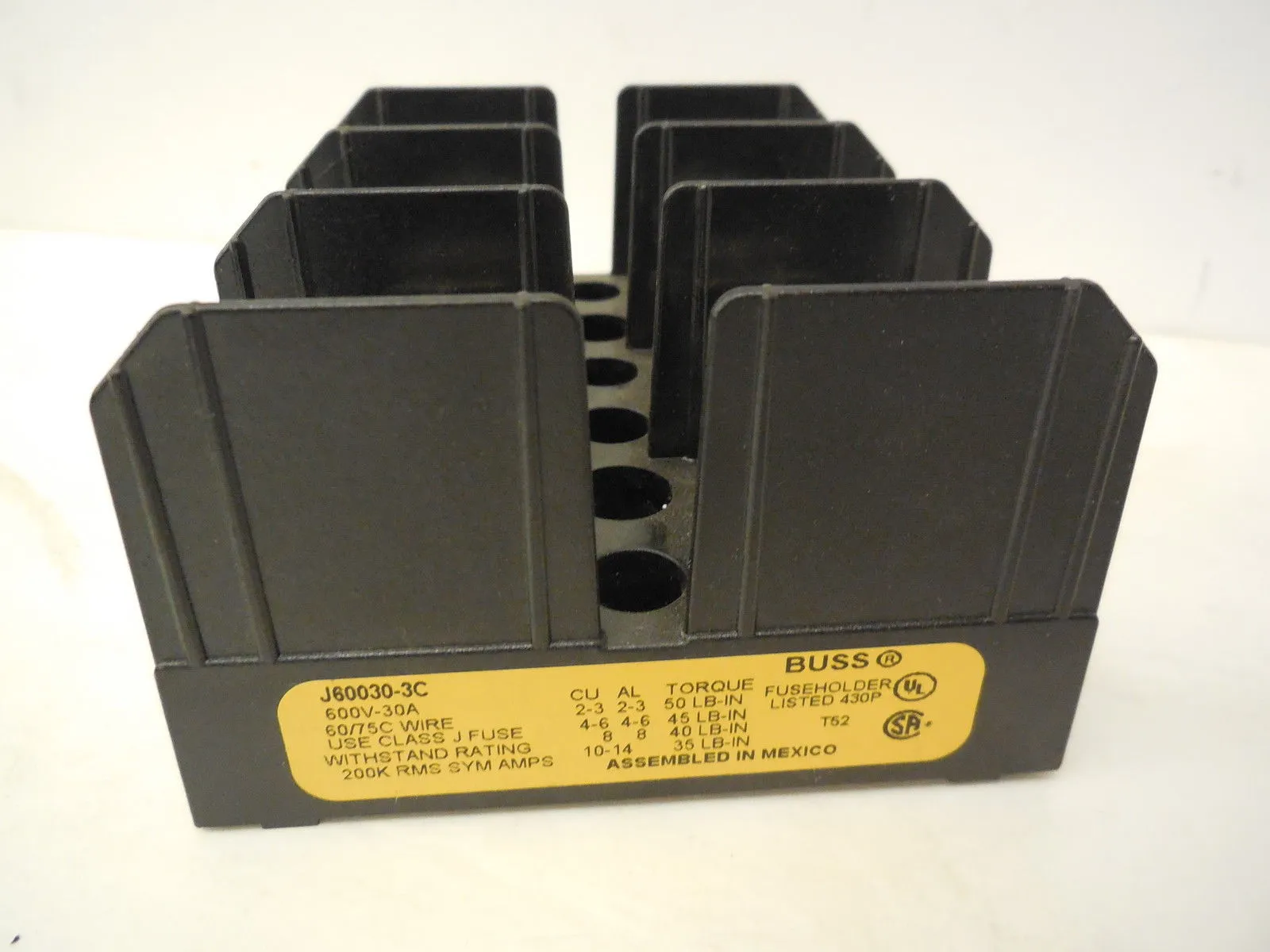 NEW BUSSMANN J60030-3C FUSE BLOCK J600303C