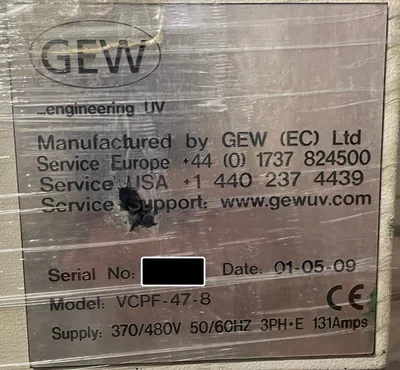 2009 GEW VCPF-47-8 UV DRYER | Styers Equipment Company (1)