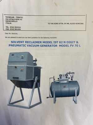 60L Tecnolab Timatic Solvent Recovery Unit Model IST 62 N