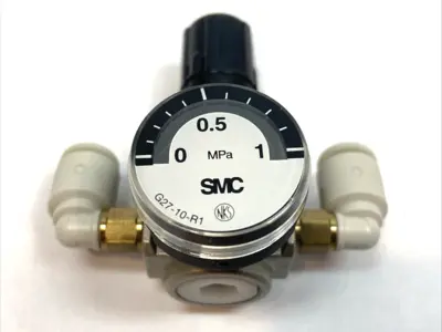 Used SMC Pneumatic Modular Pressure Regulator 0.05-0.7MPa w/ G27-10-R1 Gau Air Pressure Regulators Michigan US | Maverick Industrial Sales #1389626