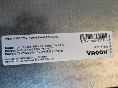 Used VACON NXP00752-A2H0SSV-A9A2000000 Switchgears British Columbia CA | Lenmark #1426984