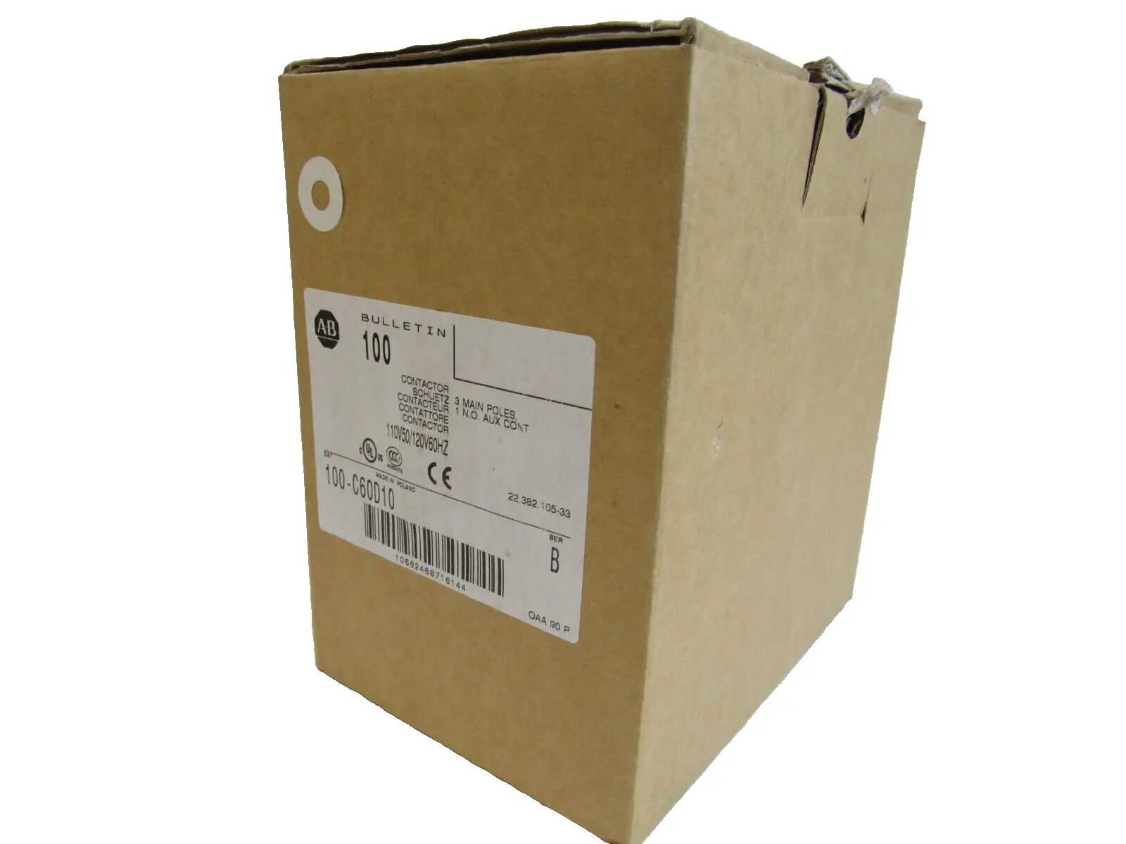 ALLEN BRADLEY 100-C60D10 CONTACTOR SER. B 100C60D10 NEW, SURPLUS