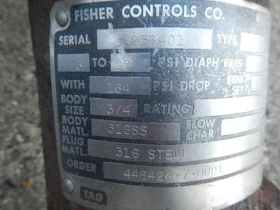Fisher 3/4" 150 Rating, 316 Stainless Threaded Control Valve