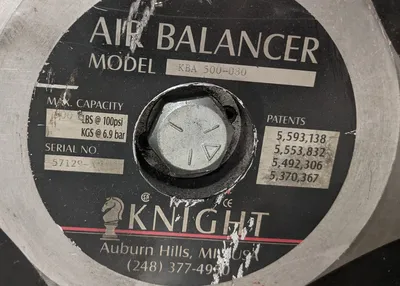 Knight KBA 500-080 Air Balancer 500 lbs Capacity 80" Travel Needs Work
