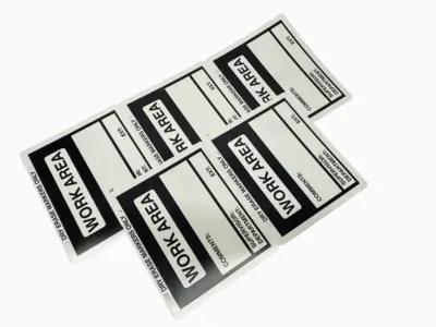 Dry Erase WORK AREA Sign 12"x10" Inch x .035" Poly White OSHA LOT OF 5 - Used