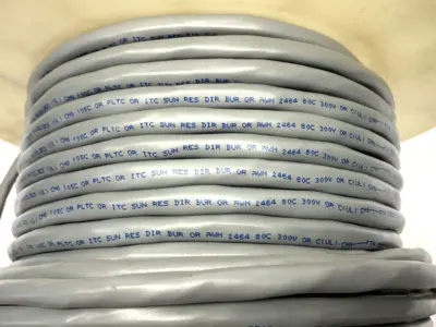 USED BELDEN PLTC CABLE 2 PAIR 18AWG SHIELDED 300V SPOOL OF 120'