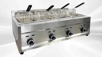 4 COMPARTMENT DEEP FRYER - PROPANE -OUTDOOR USE ONLY