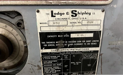 LODGE & SHIPLEY 2CT40 Power Squaring Shears | Mohawk Machinery (4)