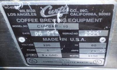 72-0424 Curtis C1000AP-10 Dual Coffee Machine