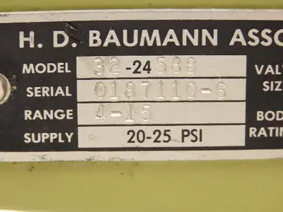 H.D. Baumann 32-24 588 Pneumatic Diaphragm Control Valve 1/2" Threaded 4-15 PSI
