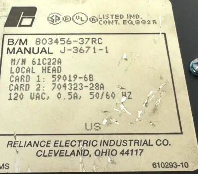 USED RELIANCE ELECTRIC 803456-37RC