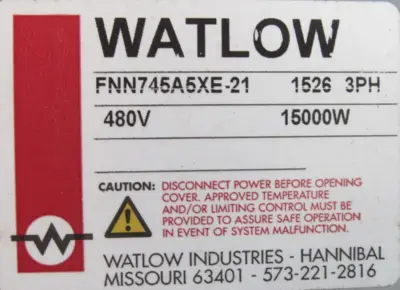 NEW WATLOW FNN745A5XE-21 IMMERSION HEATER 480V 15000W 3PH FNN745A5XE21
