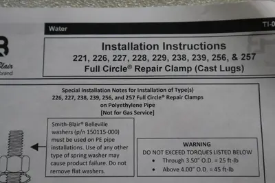SMITH BLAIR 22600132007000 REPAIR CLAMP FULL CIRCLE NITRILE GASKET STOCK #1754