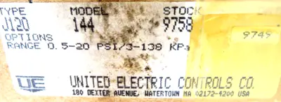 NEW UNITED ELECTRIC J120-144 PRESSURE SWITCH 15A 480VAC J120144