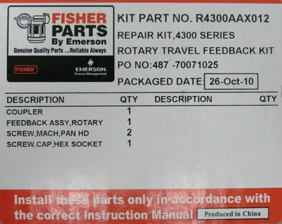 NEW FISHER R4300AAX012 ROTARY FEEDBACK TRAVEL KIT MTG4300-R23