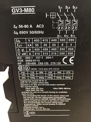USED TELEMECANIQUE GV3-M80